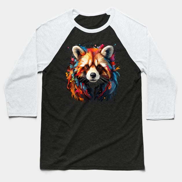 Red Panda Rainbow Baseball T-Shirt by JH Mart